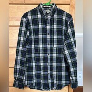 LL Bean Men's Scotch Plaid Flannel Shirt - Navy & Green